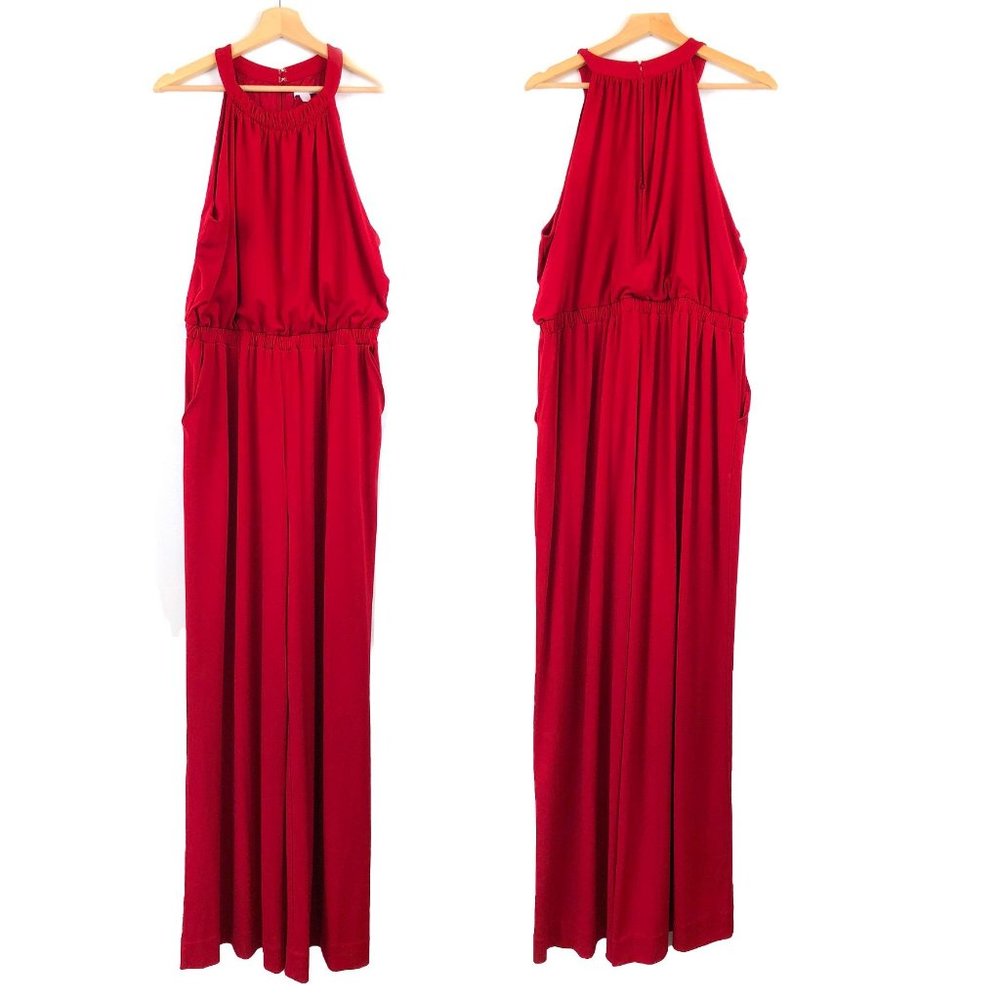 New York & Company Red Stretch Jumpsuit XL